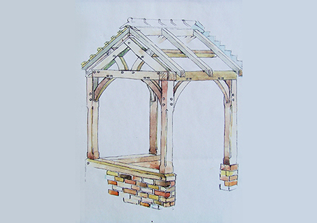 Porch - A 3D sketch of an oak porch