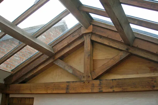 Oak framed roof Fully glazed roof interior