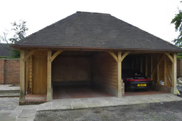 Bespoke Oak Garage Oak Garage with a double full hipped roof